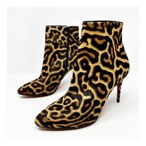 Christian Louboutin Eloise Leopard Pony Hair Ankle Boots Womens Size EU 37